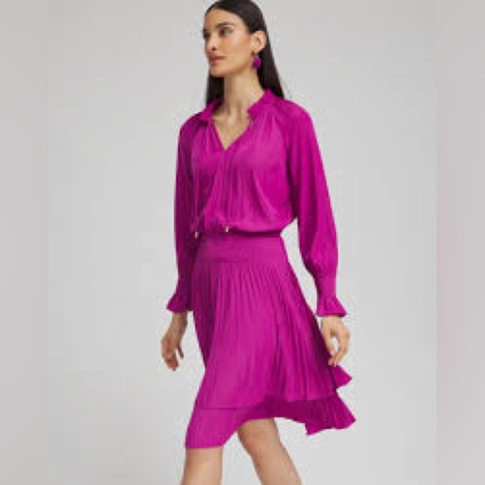 Drop Waist Pleated Tier Dress Size 3
Chico's = 14/16